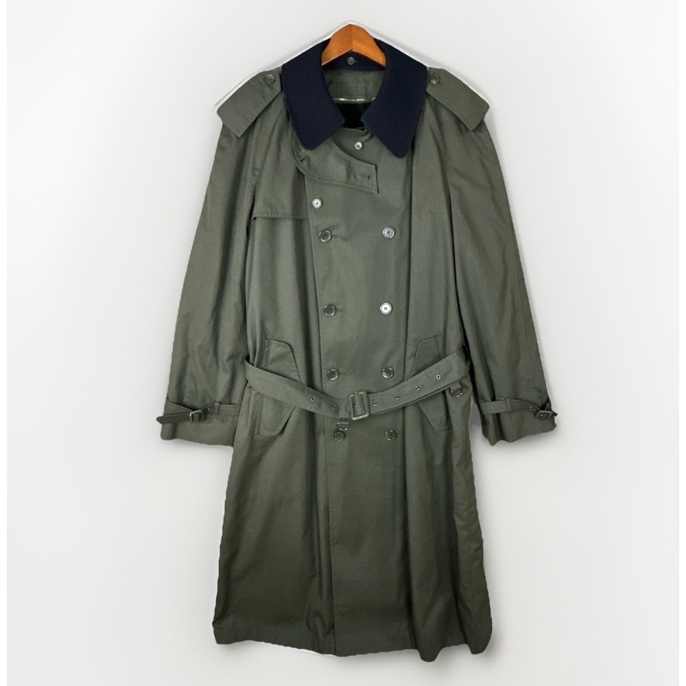 Silver Cloud Pea Coat Mens 44 L Green Double Breasted Wool Lined Trench Jacket